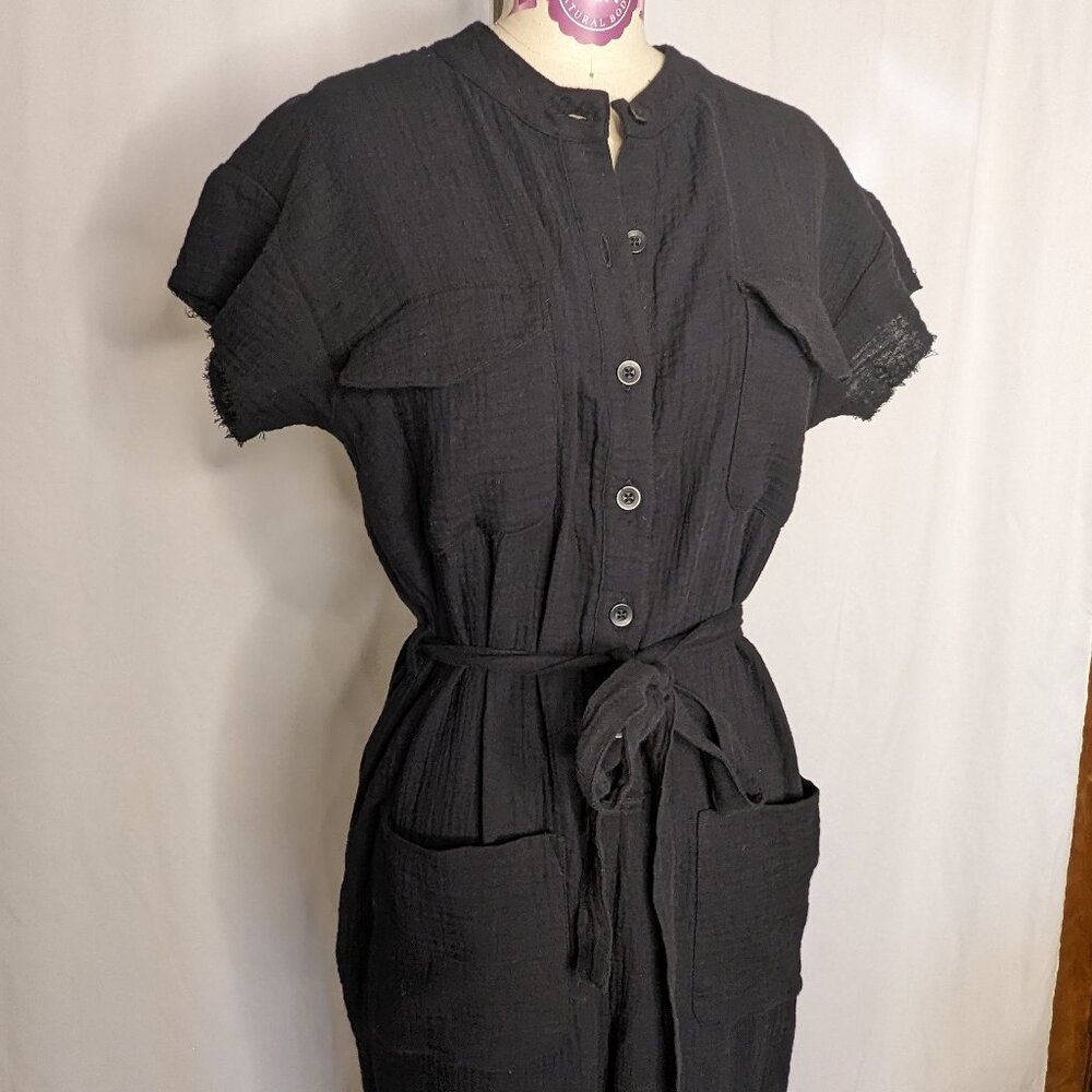 NWT Monrow Black Cotton Gauze Jumpsuit - Picture 4 of 8